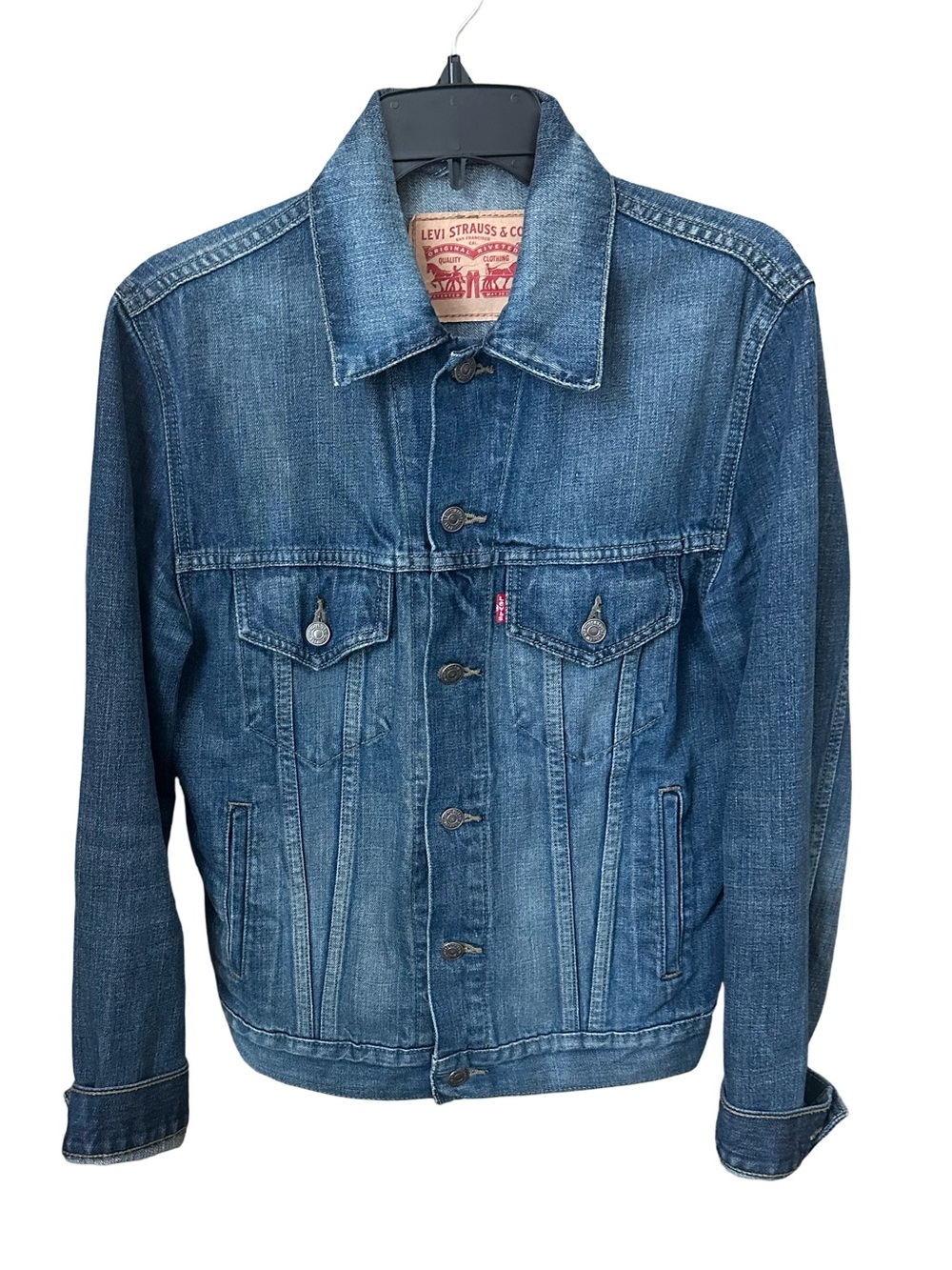 Levi's Blue Denim Trucker Jacket - Classic Washed Indigo - Made in Columbia